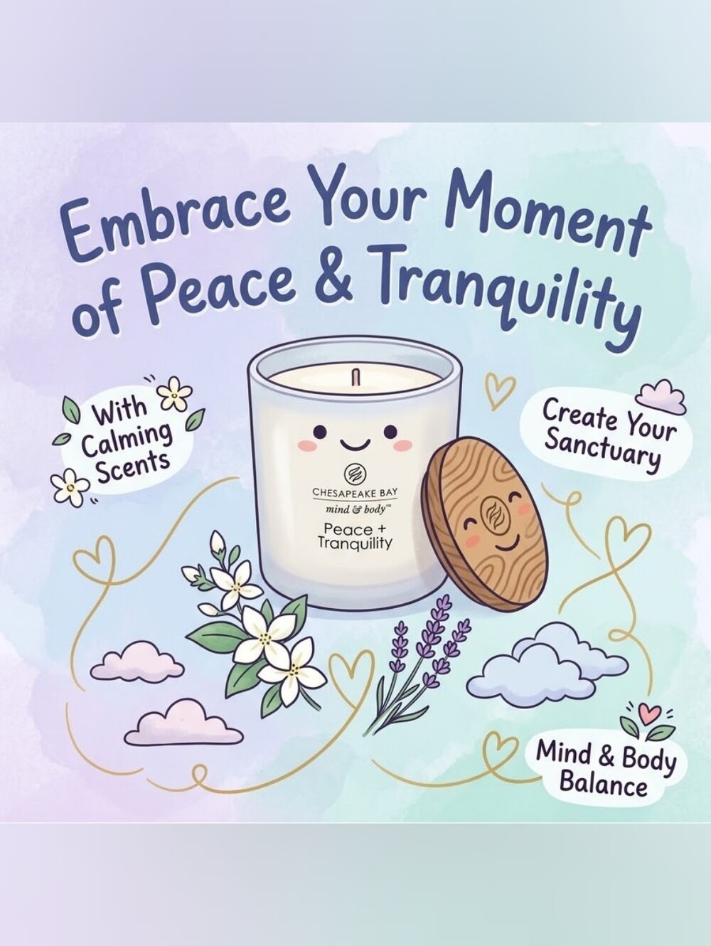 Chesapeake Bay Peace + Tranquility Candle - White